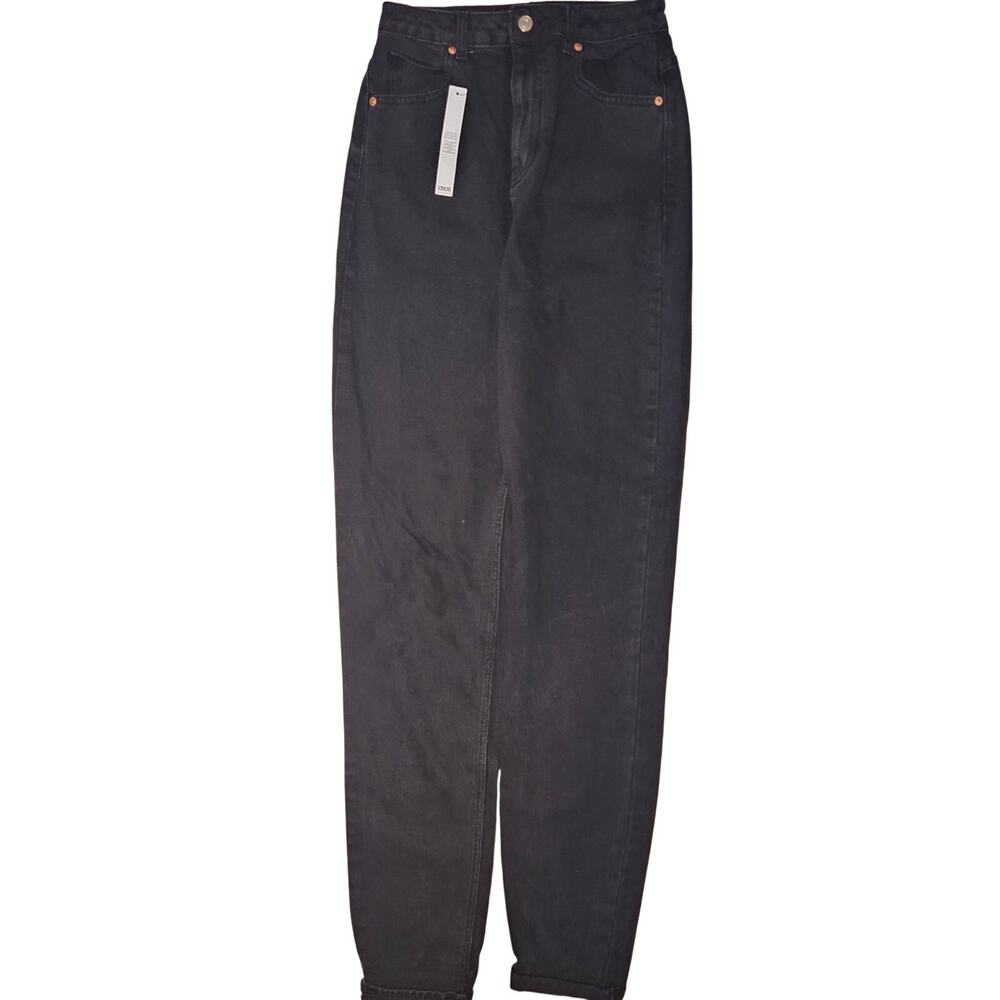ASOS Design Jeans Womens W28 L38 TALL Black NWT Tapered High Waist Mom Relaxed
